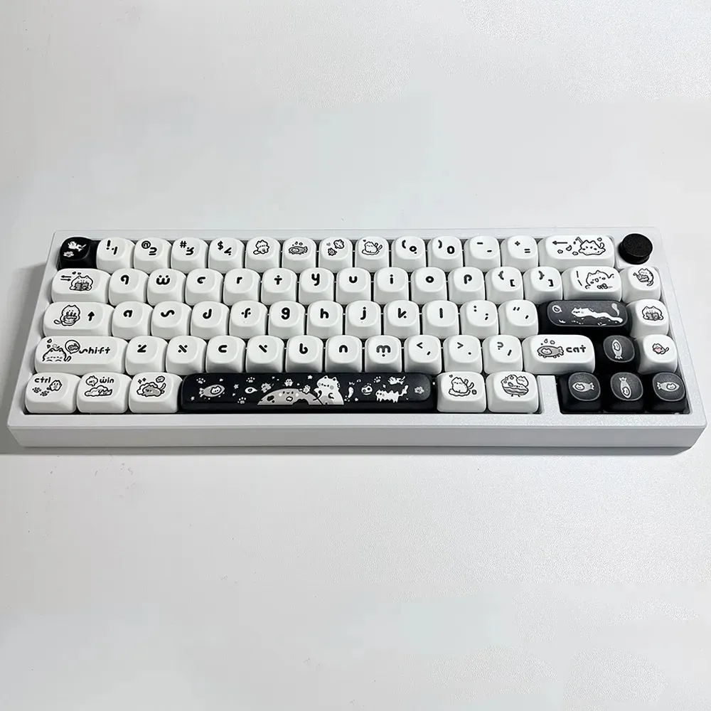 GMK+ Kawaii Black and White KCA Custom Keycap Set