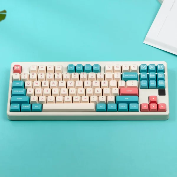 The GMK+ Turquoise SA Custom Keycap Set is an elegant, high-quality keycap set designed for mechanical keyboard enthusiasts who appreciate both style and functionality. This set features 160 premium double-shot ABS keycaps in a stunning turquoise color, offering a vibrant and eye-catching aesthetic that complements any keyboard setup. The sculpted SA profile provides a comfortable typing experience, with each keycap contoured to fit the natural shape of your fingers, ensuring long-lasting comfort during extended typing sessions or gaming marathons.