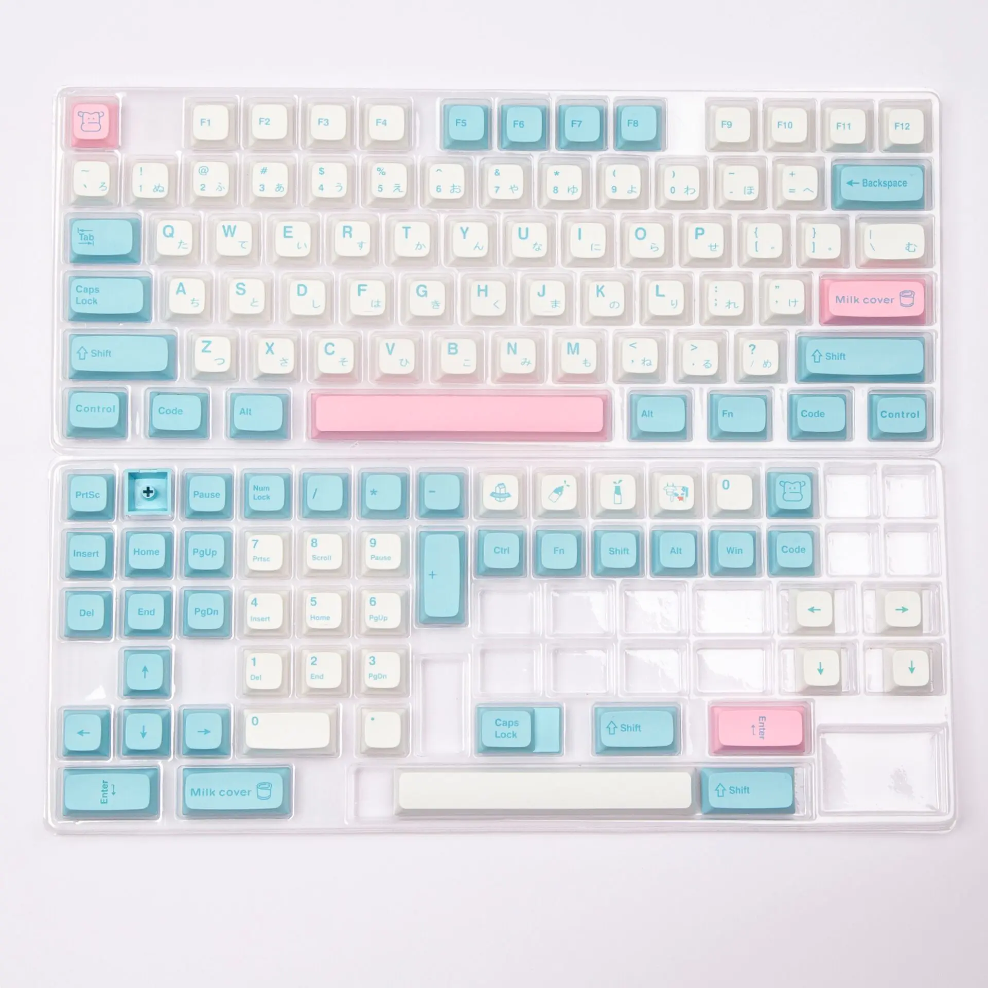 127 Key PBT Keycap DYE-SUB XDA Profile Personalized Milk Cover Japanese keycaps For Cherry MX Switch Mechanical Keyboard