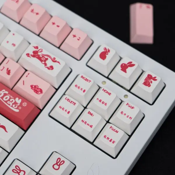 GMK + Mortise Rabbit Series Cherry Custom Keycap Set