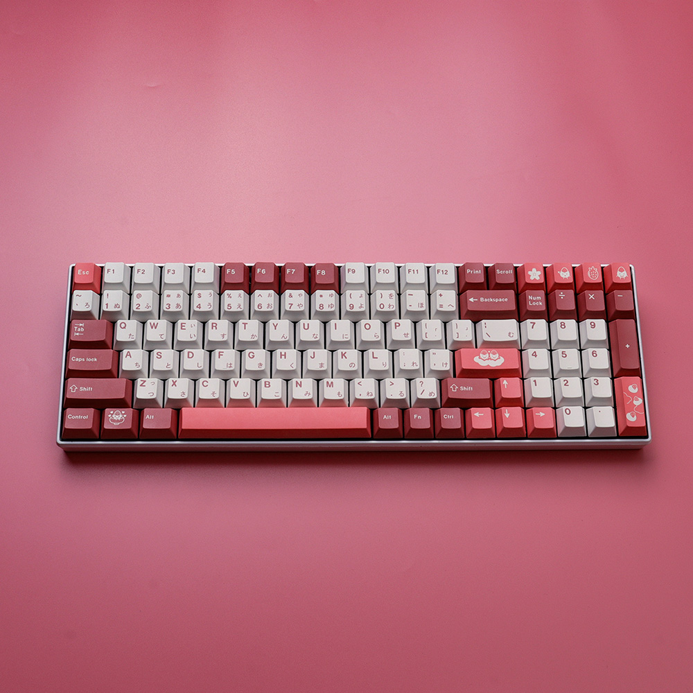 GMK+ Pink Strawberry Series Cherry Custom Keycaps Set - GMK Keycaps