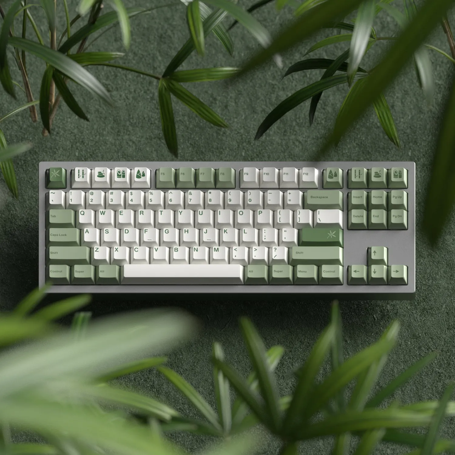 Juego de teclas de bosque de bambú verde, 145 teclas, perfil PBT personalizado estándar ANSI, cereza, Teclado mecánico retroiluminado para PC Gamer, 1 Juego