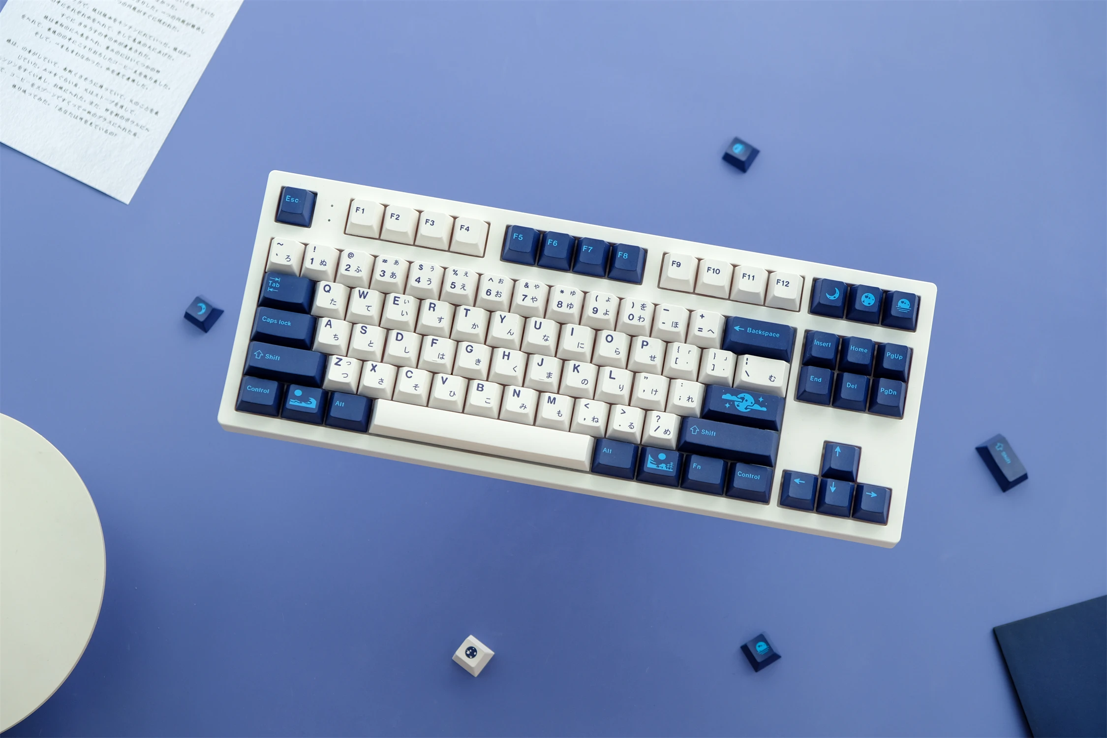 GMK-Juego de 129 teclas PBT para teclado mecánico, teclas de color azul, blanco, cereza, Simple, para interruptor MX