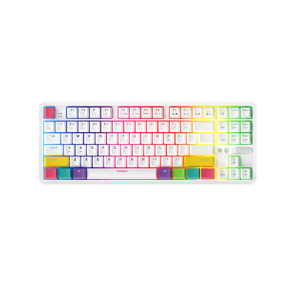 GMK+ Rainbow White Full Mechanical Keyboard
