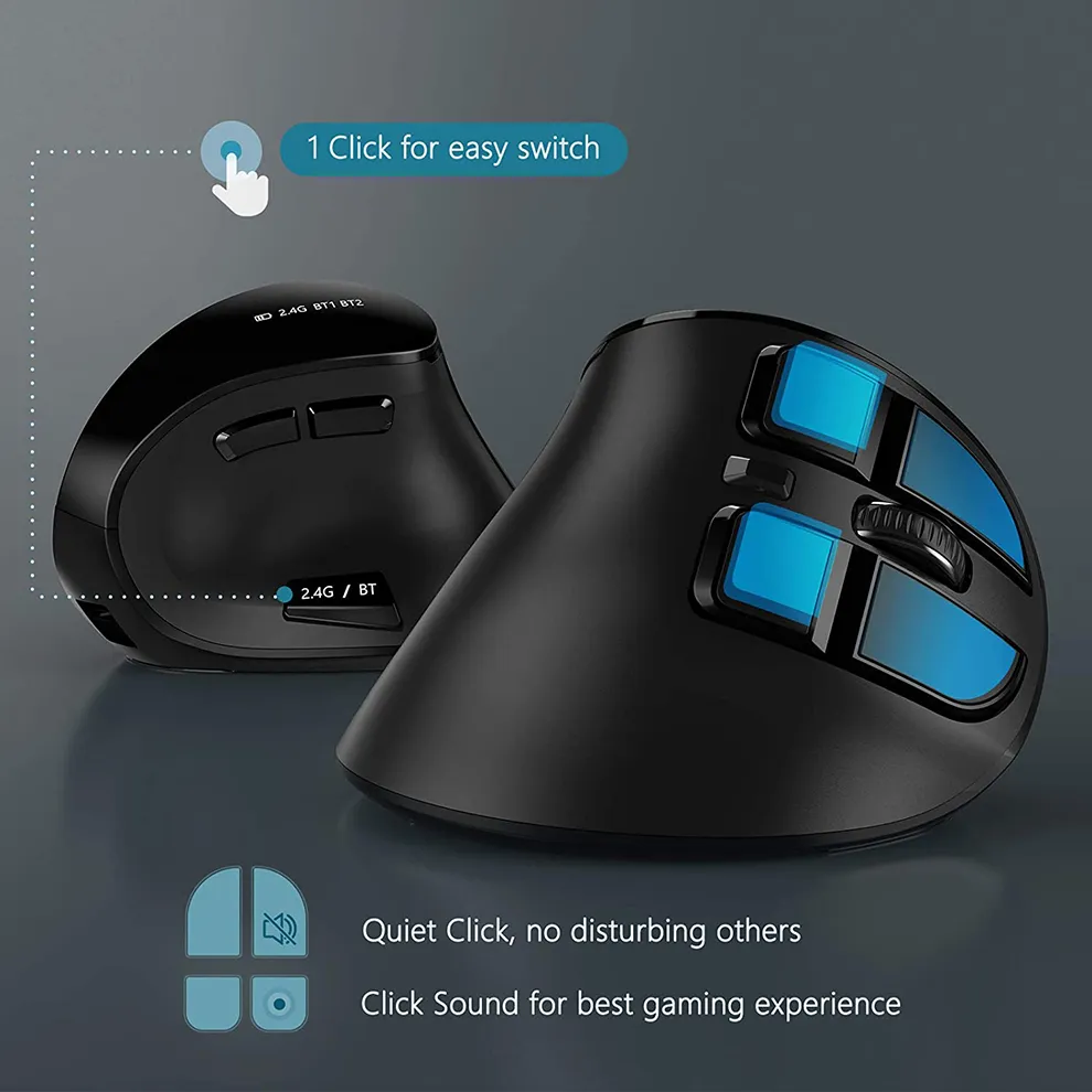 GMK+ Ergonomic Shiny Black Gaming Mouse - GMK Keycaps