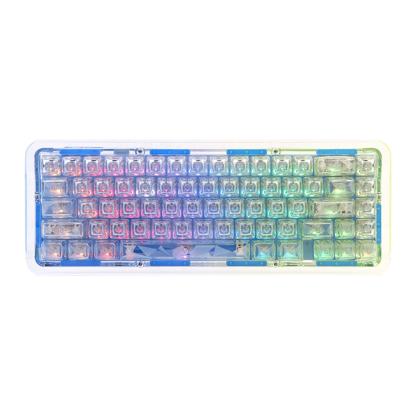GMK+ Transparent Blue Full Mechanical Keyboard
