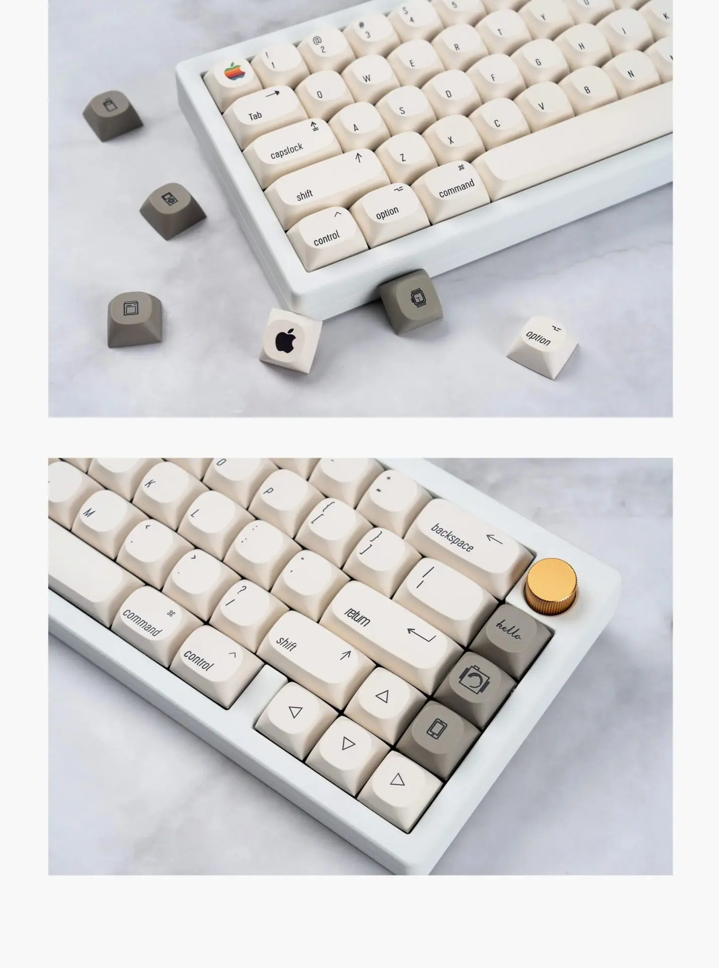 White Minimalist Apple Keycaps MA Height PBT 126 Keys for Apple MAC Cherry MX Custom Mechanical Keyboards