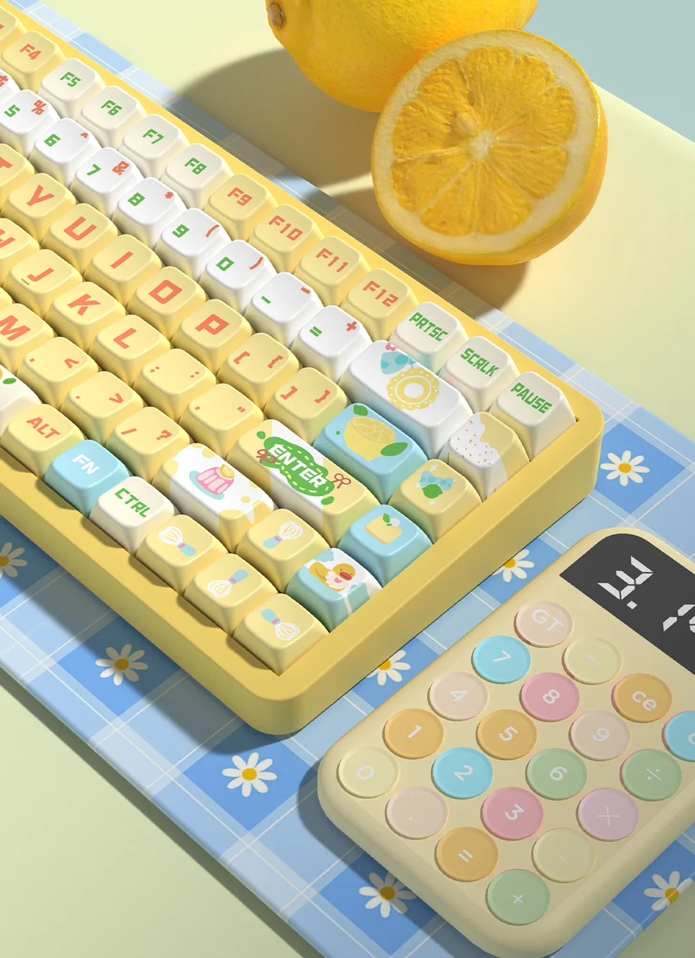 MDA Keycaps PBT Lemon Cheese Girls Cute for 60/64/84/98/108 Gaming Mechanical Keyboard MX Switch