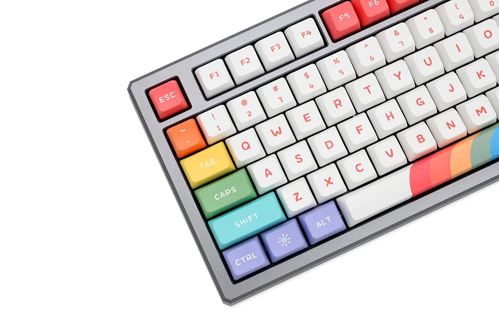 GKs Rainbow Keycap Dye Subbed Keycap Set MDA Profile Thick PBT for mechanical keyboard 60 87 tkl 104 ansi bm60 bm65 bm68 cstc75